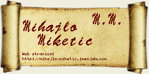 Mihajlo Miketić vizit kartica